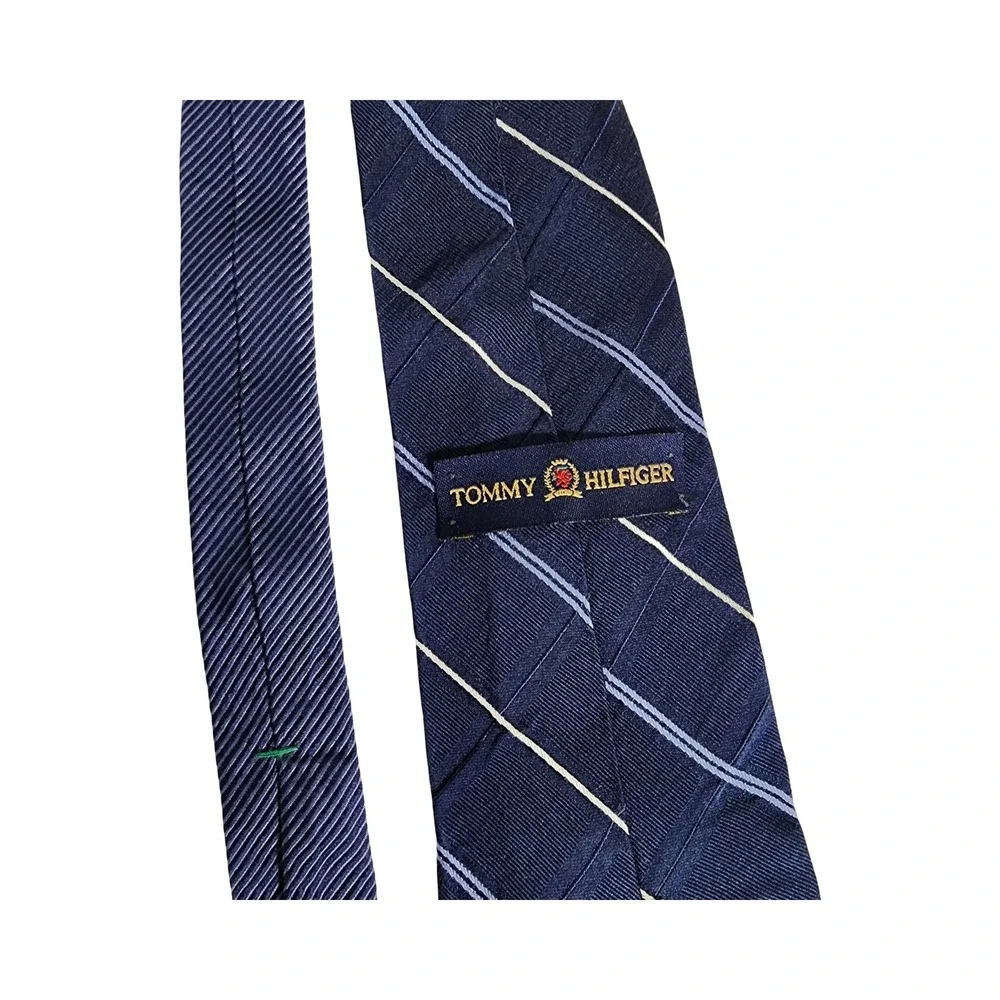 Tommy Hilfiger Mens Navy Silk Striped Navy‎ Classic Necktie